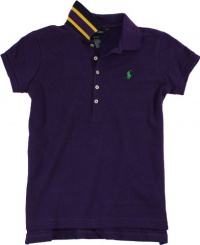 Ralph Lauren Girl's Short-Sleeved Mesh Polo (X-Large (16), Verona Purple)