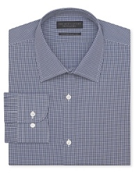 Shore up your collection of quality dress shirts with this fine button-down, crafted in crisp cotton and featuring a mini gingham check pattern for timeless appeal.