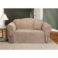 Sure Fit Soft Suede 1-Piece Sofa Slipcover, Taupe