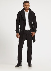 EXCLUSIVELY AT SAKS.COM. A touch of cashmere gives this double-breasted jacket with an elongated design instant appeal.Notched collarChest pocketsButton closureFlap pocketsBack ventAbout 38 from shoulder to hem70% wool/20% polyamide/10% cashmereDry cleanImported of Italian fabric