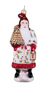 Vaillancourt Santa with Gold Applecone Ornament