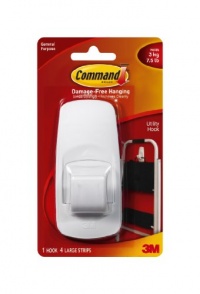 Command Jumbo Plastic Hook with Adhesive Strips, 1-Hook