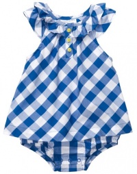 Carter's Flutter Sleeve Plaid Sunsuit NAVY 9 Mo