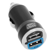 GTMax Metalic Black 2-Port USB Car Charger Adapter 2A output for Cell Phone, SMartphone, Window Mobile Phone, Tablet, MP3 Players