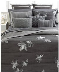 Vera Wang Charcoal Flower King Duvet Cover Grey