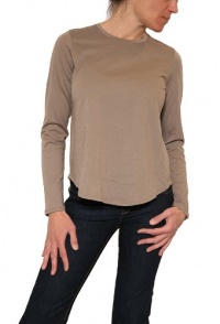 Women's Vince L/S Shirttail Tee Shirt in Safari