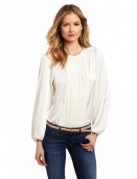 Vince Camuto Women's Blouson Sleeve Pleat Front Blouse, Papyrus, X-Large