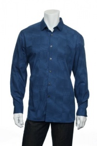 Alfani Red Men's Blue Abstract Button Down Shirt