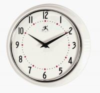 Infinity Instruments Retro Round Metal Wall Clock, White