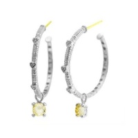 Judith Ripka Cushion-cut Canary Crystal with White Sapphire Hoops