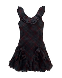 Inspired by vintage Americana, this pretty plaid design features a flurry of ruffles and a stylish silhouette.