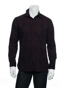 Alfani Red Men's Wine Striped Button Down Shirt