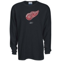 Reebok Detroit Red Wings Black Faded Logo Long Sleeve Thermal T-shirt