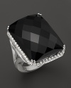 Faceted onyx is trimmed in white topaz on a timeless Badgley Mischka ring.