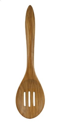 Berard French Olive Wood 13-Inch Handcrafted Slotted Wood Spoon, Terra Collection