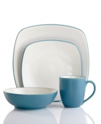 Make everyday meals a little more fun with Colorwave place settings from Noritake. Mix and match sleek square shapes in turquoise and white with coupe and rim pieces for a tabletop that's endlessly stylish.