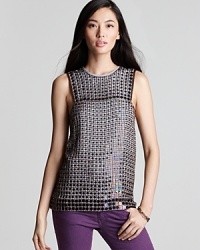 Flaunt shimmer and shine in this paillette and bead-embellished French Connection top, perfect for day or night with your favorite skinny jeans.