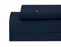 Tommy Hilfiger Navy Solid Flannel Sheet Set, Twin