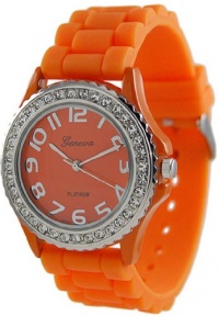 Geneva Platinum Women's 6886.Orange Orange Rubber Quartz Watch with Orange Dial