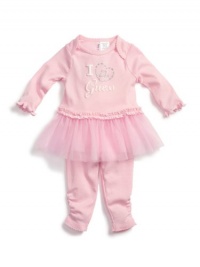 GUESS Long-Sleeve Skimp and Legging Set with H, LIGHT PINK (3/6M)