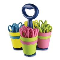 Westcott School Scissor Caddy and Kids Scissors With Microban, 25 Scissors and 1 Caddy, 5 Blunt - Assorted colors