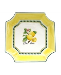 Bring the lush bounty of the French countryside to your table with this cheery square bowl. Vibrant lemons and leaf garland adorn durable porcelain from Villeroy & Boch.