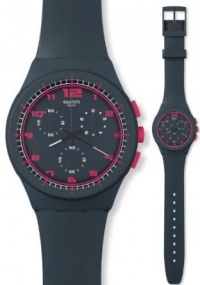 Swatch Originals A Touch of Fuschia Chronograph Charcoal Silicone Unisex Watch SUSA400