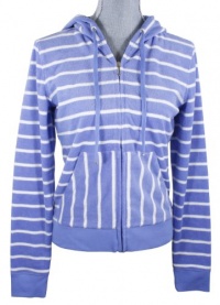 Juicy Couture Blue Vista Angel Striped Terry Zip Hoodie