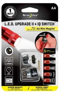 Nite Ize NIQ2-07-1WC Upgrade II, Second Generation 1 Watt L.E.D. and I.Q. Switch, Upgrades AA Mini Mag-Lite from Incandescent to LED Technology with On/Off/Strobe Switch