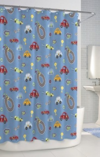 Kassatex SCB-115-RTR-BLU Bambini Shower Curtain, Race Track