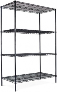 Alera SW504824BL Industrial Wire Shelving Starter Kit, 4 Shelves, 48w x 24d x 72h, Black