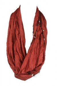 Eileen Fisher Womens Burnt Orange Beaded Whisper Silk Scarf OS