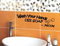 Wash Your Hands USE SOAP Mom Decal Wall Vinyl Bathroom Lettering Art quote sticker (Come with Free glowindark switchplate decal)