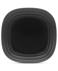 With the look of hand-thrown pottery in hard-wearing stoneware, the square Swirl salad plate from Mikasa enhances casual meals with fuss-free elegance. A matte finish with glazed accents adds stylish distinction to a sleek black.