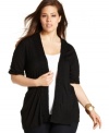 Layer your go-to tanks with INC's half sleeve plus size cardigan, accented by shirring.