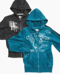 Bundle up and keep hands warm in this Epic Threads graphic hoodie, cool style for cool nights.