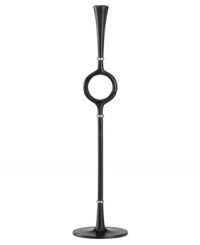 Definitely a highlight. This Design With Light candlestick from Dansk brings a little old-fashioned drama to your decor with its tall stature and sleek modern design in dark aluminum.