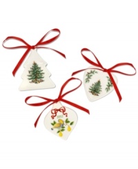 With an historic pattern starring the most cherished symbol of the season, Spode's Christmas Tree ornaments are a festive gift to holiday homes. Featuring trees, holly and a partridge and pear tree design, new for 2012!