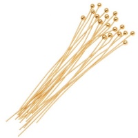 Gold Plated 2mm Ball Head Pins 21 Gauge 1.5 Inch (x20)