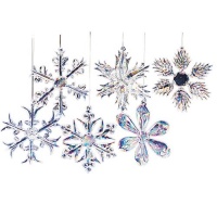 Kurt Adler 2 Glass Iridescent Snowflake Ornaments, 12-Piece Set