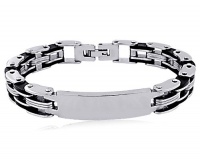 Men's Stainless Steel Black Rubber Medical ID Bracelet 8.5