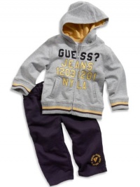 GUESS Kids Baby Boy Zip Hoodie and Sweatpants Set (, GREY HEATHER (24M)