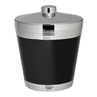 Putting a glamorous spin on cocktail hour, Vera Wang's Debonair ice bucket is a sleek, art deco-inspired piece featuring ribbed stainless steel and slick black enamel.