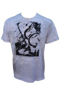 Kenneth Cole Reaction Mens White Gray Guitar Short Sleeve T Shirt