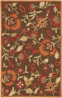 Safavieh Blossom Collection BLM861A Handmade Brown and Multi Hand Spun Wool Area Rug, 4-Feet by 6-Feet