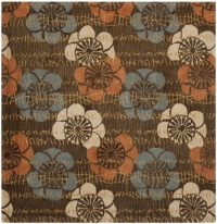 Safavieh BLM923A Blossoms Collection Handmade Wool Square Area Rug, 6-Feet, Brown and Multi