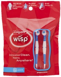 Colgate Wisp Mini-Brush with Freshening Bead, Peppermint, 16-Count