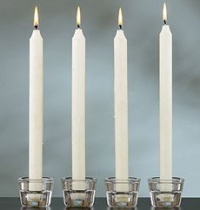 White Candles Taper 6 Inch. Burn 5 Hours Set of 72