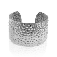 Stainless Steel Textured Wide Cuff Bangle