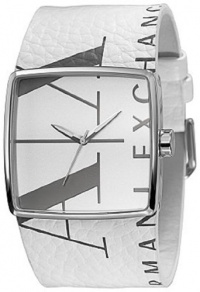 Armani Exchange AX6000 White Leather Strap Logo Dial Watch